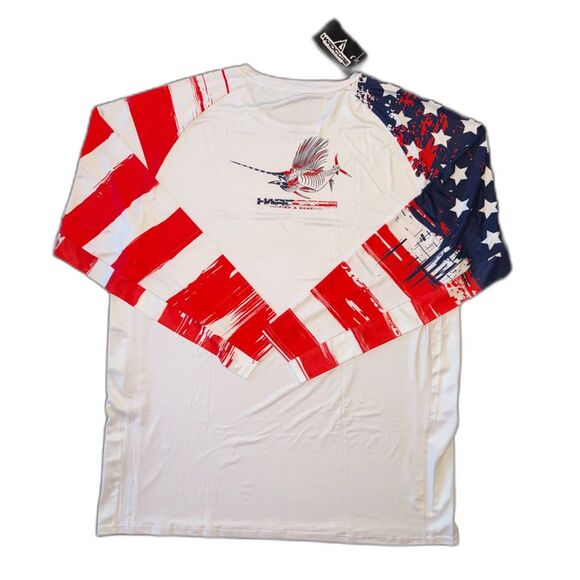 NWT HardCore Fish & Game 5XL Bad to the Bone Patriotic Fishing Swim Shirt - Picture 6 of 6